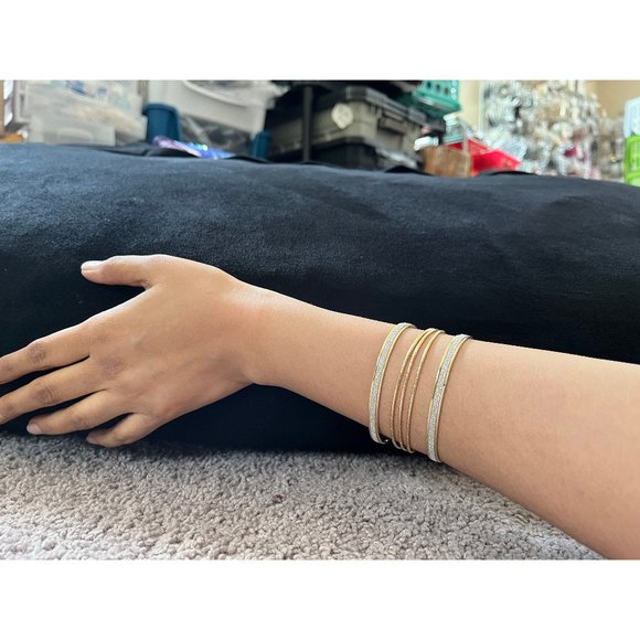 Gold statement bracelet chunky bangle wide cuff bold metal women glitter silver - Picture 1 of 6